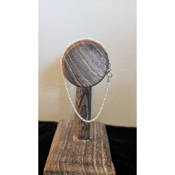 Solid 925 Silver Sparkle D/C Cut Margarita Box Rope 2mm Chain Bracelet - Picture 4 of 6